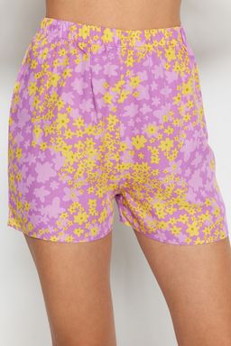 Trendyolmilla Cok Renkli Cicekli Ip Ask?l? Viskon Sortlu Dokuma Pijama Tak?m? THMSS23PT00003