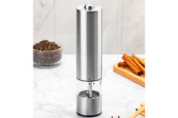 Мельница электрическая для соли и перца 5*5*22 см Серебристая