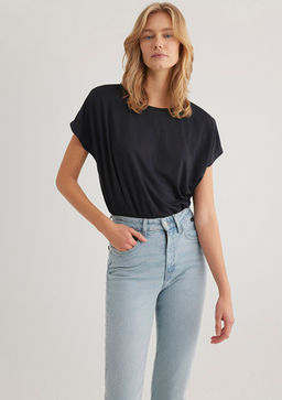Lux Touch Siyah Basic Tisort - Mavi фото 2