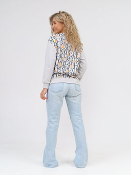 892 Свитшот "Светло-серый/буквы/оранжевый"