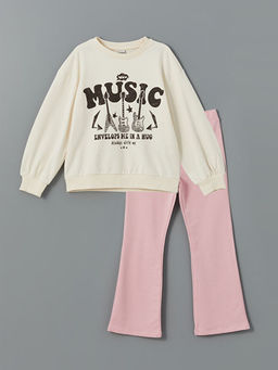 Bisiklet Yaka K?z ?ocuk Sweatshirt ve Tayt