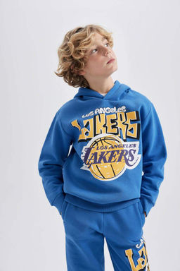 Толстовка с капюшоном для мальчиков NBA Los Angeles Lakers - Defacto фото 7