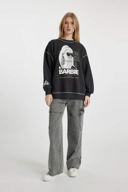 Толстый свитшот Cool Barbie Oversize с круглым вырезом - Defacto фото 2