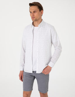 Beyaz Desen Bask_l_ Slim Fit Uzun Kollu G_mlek