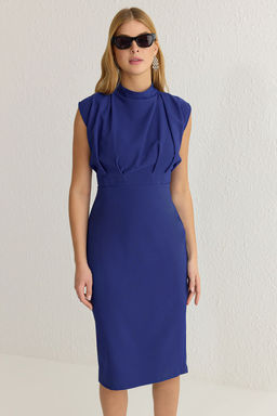 TRENDYOLMILLA Bordo Vucuda Oturan Dik Yaka Midi Kalem Etek Dokuma Elbise TWOAW20EL0311  фото 52