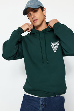 TRENDYOL MAN Turuncu %100 Pamuk Kapusonlu / Genis Kesim Kolej Bask?l? Ici Polarl? Sweatshirt TMNAW24SW00063 - Trendyolmilla фото 12
