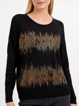 джемпер женский черный со стразами - Glenfield фото 6