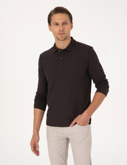 Koyu Kahverengi Slim Fit Sweatshirt