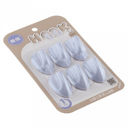 Крючок на липучке "Мини" пластмассовый, 6 штук 2,5х4,4х2,3см, в блистере, цвета микс (Китай)