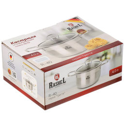 Кастрюля 4л из нержавеющей стали со стекл. кр., 22х11см (R-40) /Rashel/  фото 6