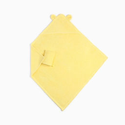 Набор для купания Крошка Я(полотенце-уголок 85*852см,полотенце 40*55см, рукавица) св-желтый  фото 2