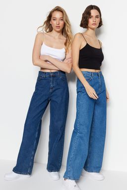 Siyah-Beyaz 2li Paket Pamuklu Spagetti Ask?l? Crop Esnek Orme Atlet TWOSS21AL0196