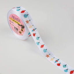 Лента атласная Новогодний карнавал, 25 мм, 231 м, белая