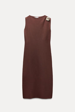 KNIT MIDI DRESS WITH GOLD APPLIQUE - Zara фото 3