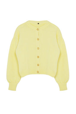 Sar? Dugme Detayl? Balon Kollu Yumusak Dokulu Ceket Gorunumlu Triko H?rka TWOAW25HI00147