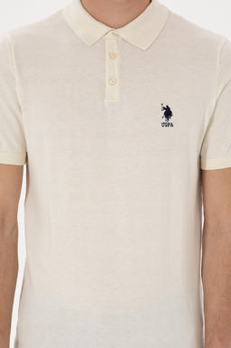 Erkek Slim Fit Polo Yaka Krem Ti__rt