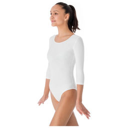 Купальник гимнастический Grace Dance, с рукавом 3/4, р. 40, цвет белый  фото 3