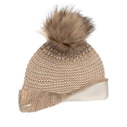 Шапка SEEBERGER арт. 18242-1 POMPOM BEANIE (белый / песочный)