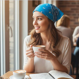Легкий платок-бандана, цвет ярко голубой - Greta фото 2
