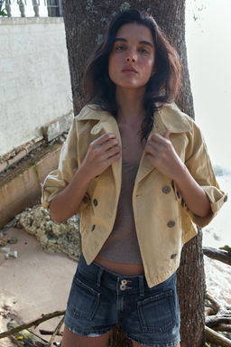 TRENCH CORTA EFECTO LAVADO / Tostado - Zara фото 5