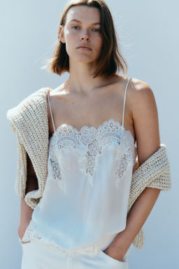 Top de viscosa con ribetes de encaje - H&m фото 6
