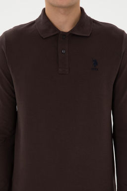 Erkek Koyu Kahverengi Basic Sweatshirt