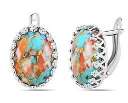 Серьги, бирюза устричная голубая, СПН4064