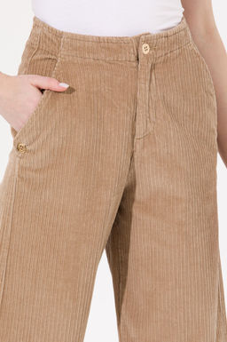 Kad_n Camel Flare Cropped Pantolon