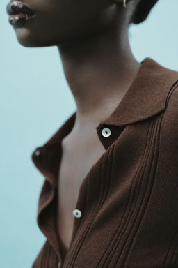 RIBBED POLO KNIT CARDIGAN - Zara фото 3