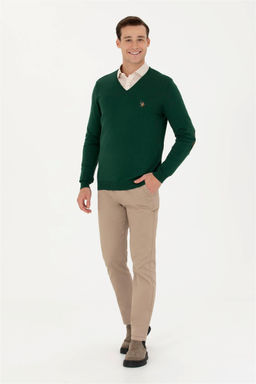 U. S. Polo Assn Мужской зеленый базовый свитер - U.s. polo assn фото 4