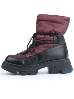 02-FAS98-2Z VINOUS/BLACK Дутики женские (искусственная кожа, плащевая ткань, шерсть)