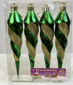 Новогоднее украшение на ёлку сосульки , упак. 4 игрушки