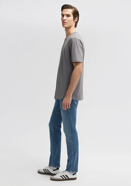 Stretch Gri Basic Tisort - Mavi фото 4