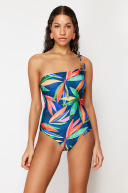 TRENDYOLMILLA Tropikal Desenli Tek Omuz Baglamal? Regular Mayo TBESS24MA00151