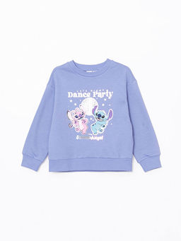 Bisiklet Yaka Lilo ve Stitch Bask?l? K?z ?ocuk Sweatshirt ve Tayt - Waikiki фото 2