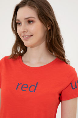 Kad_n K_rm_z_ Bisiklet Yaka Ti__rt