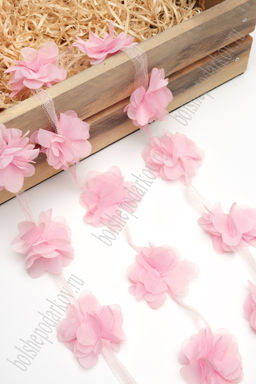 Цветочек шифоновый 5,5 см на ленте (35 шт) SF-7043, светло-розовый №139