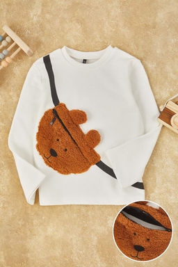 Ekru Unisex Cocuk Duz Bisiklet Yaka Regular Orme Sweatshirt TKDAW26SW00047 - Trendyolmilla фото 4