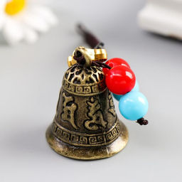Колокольчик металл Греческий орнамент с цветными бусинами d=2,5 см 5х2,7х2,7 см - Simaland фото 2