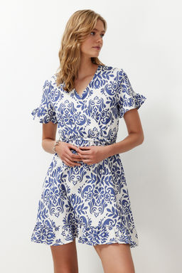 Siyah Kusakl? Cicekli F?rf?rl? Mini Dokuma Elbise TWOSS24EL00760 - Trendyolmilla фото 5