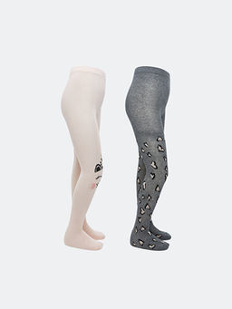 Desenli K?z ?ocuk K?lotlu ?orap 2li