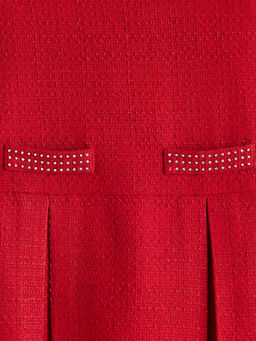 Kare Yaka Pileli K?z ?ocuk T?vit Elbise