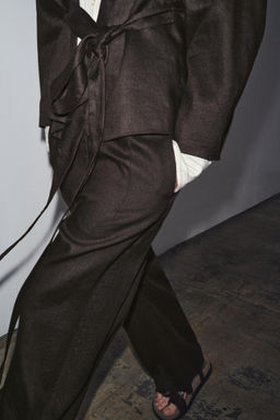 ZW COLLECTION LINEN BELTED KIMONO - Zara фото 3