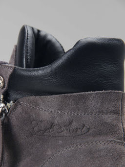 Ботинки 261.uno2bl. серый замок замша/Байка