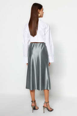 TRENDYOLMILLA Indigo Saten A Kesim/Can Form Midi Orme Etek TWOAW24ET00088 фото 4