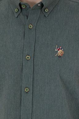 U. S. Polo Assn / Мужская зеленая базовая рубашка с длинным рукавом - U.s. polo assn фото 7
