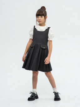 Серый школьный сарафан для девочки Mooriposh, модель 0245  фото 5