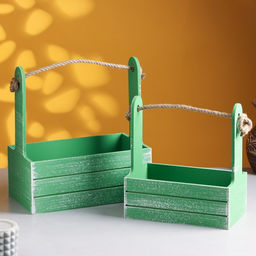 Набор кашпо деревянных 2 в 1 (25.51530; 201223) Прованс, зелёный - Дарим красиво фото 6