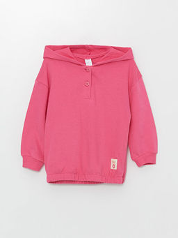 Kap??onlu Bask?l? K?z ?ocuk Sweatshirt