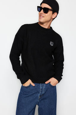 TRENDYOL MAN Indigo Oversize Bisiklet Yaka Dokulu Kazak TMNAW24KZ00032 - Trendyolmilla фото 17